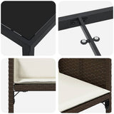 Set da Pranzo per Giardino con cuscino 5 pcs Marrone polyrattan