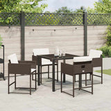 Set da Pranzo per Giardino con cuscino 5 pcs Marrone polyrattan