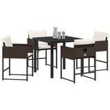Set da Pranzo per Giardino con cuscino 5 pcs Marrone polyrattan