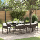 Set da Pranzo per Giardino con cuscino 9 pcs Marrone polyrattan
