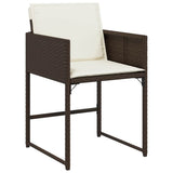 Set da Pranzo per Giardino con cuscino 9 pcs Marrone polyrattan