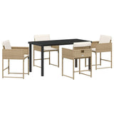 Set da Pranzo per Giardino con cuscino 5 pcs Beige polyrattan