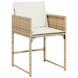 Set da Pranzo per Giardino con cuscino 5 pcs Beige polyrattan