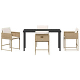 Set da Pranzo per Giardino con cuscino 5 pcs Beige polyrattan