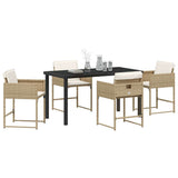 Set da Pranzo per Giardino con cuscino 5 pcs Beige polyrattan