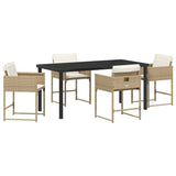 Set da Pranzo per Giardino con cuscino 5 pcs Beige polyrattan