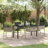 Set da Pranzo per Giardino 5 pcs Grigio chiaro polyrattan