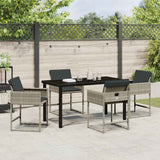 Set da Pranzo per Giardino 5 pcs Grigio chiaro polyrattan