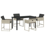 Set da Pranzo per Giardino 5 pcs Grigio chiaro polyrattan