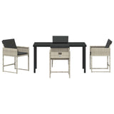 Set da Pranzo per Giardino 5 pcs Grigio chiaro polyrattan