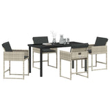 Set da Pranzo per Giardino 5 pcs Grigio chiaro polyrattan
