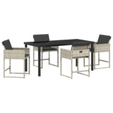 Set da Pranzo per Giardino 5 pcs Grigio chiaro polyrattan