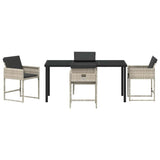 Set da Pranzo per Giardino 5 pcs Grigio chiaro polyrattan