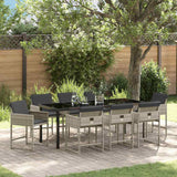 Set da Pranzo per Giardino 9 pcs Grigio chiaro polyrattan