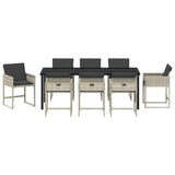 Set da Pranzo per Giardino 9 pcs Grigio chiaro polyrattan