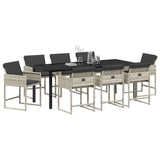 Set da Pranzo per Giardino 9 pcs Grigio chiaro polyrattan