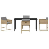 Set da Pranzo per Giardino con cuscino 5 pcs Beige polyrattan