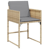 Set da Pranzo per Giardino con cuscino 9 pcs Beige polyrattan