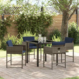 Set da Pranzo per Giardino con cuscino 5 pcs Grigio polyrattan