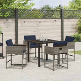 Set da Pranzo per Giardino con cuscino 5 pcs Grigio polyrattan