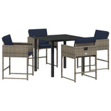 Set da Pranzo per Giardino con cuscino 5 pcs Grigio polyrattan