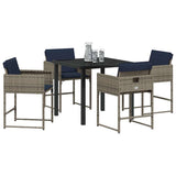 Set da Pranzo per Giardino con cuscino 5 pcs Grigio polyrattan