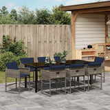 Set da Pranzo per Giardino con cuscino 9 pcs Grigio polyrattan