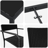 Set da Pranzo per Giardino con cuscino 7 pcs Nero polyrattan