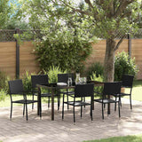Set da Pranzo per Giardino con cuscino 7 pcs Nero polyrattan