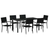 Set da Pranzo per Giardino con cuscino 7 pcs Nero polyrattan