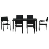 Set da Pranzo per Giardino con cuscino 7 pcs Nero polyrattan