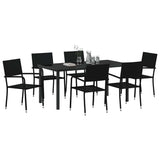 Set da Pranzo per Giardino con cuscino 7 pcs Nero polyrattan
