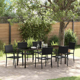 Set da Pranzo per Giardino con cuscino 7 pcs Nero polyrattan