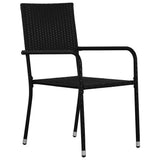 Set da Pranzo per Giardino con cuscino 7 pcs Nero polyrattan