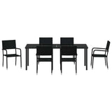 Set da Pranzo per Giardino con cuscino 7 pcs Nero polyrattan