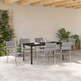 Set da Pranzo per Giardino con cuscino 7 pcs Grigio polyrattan