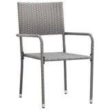 Set da Pranzo per Giardino con cuscino 7 pcs Grigio polyrattan