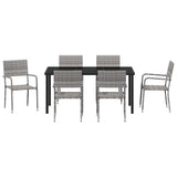 Set da Pranzo per Giardino con cuscino 7 pcs Grigio polyrattan