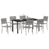 Set da Pranzo per Giardino con cuscino 7 pcs Grigio polyrattan