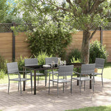 Set da Pranzo per Giardino con cuscino 7 pcs Grigio polyrattan