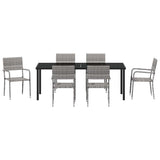 Set da Pranzo per Giardino con cuscino 7 pcs Grigio polyrattan
