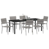 Set da Pranzo per Giardino con cuscino 7 pcs Grigio polyrattan