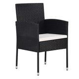 Set da Pranzo per Giardino con cuscino 5 pcs Nero polyrattan