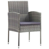 Set da Pranzo per Giardino con cuscino 7 pcs Grigio polyrattan