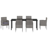 Set da Pranzo per Giardino con cuscino 7 pcs Grigio polyrattan