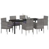 Set da Pranzo per Giardino con cuscino 7 pcs Grigio polyrattan