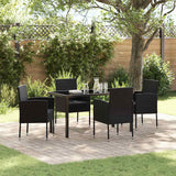 Set da Pranzo per Giardino con cuscino 5 pcs Nero polyrattan