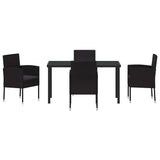 Set da Pranzo per Giardino con cuscino 5 pcs Nero polyrattan