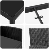 Set da Pranzo per Giardino con cuscino 9 pcs Nero polyrattan