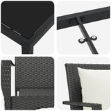 Set da Pranzo per Giardino con cuscino 5 pcs Nero polyrattan